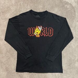 World Industries Flame Logo Long Sleeve Skate Shirt Mens L Black Y2K Skateboard